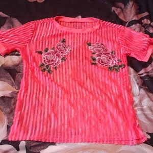 ***Fashion Nova Transparent Pink Shirt